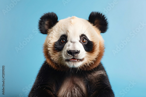 panda head on blue background