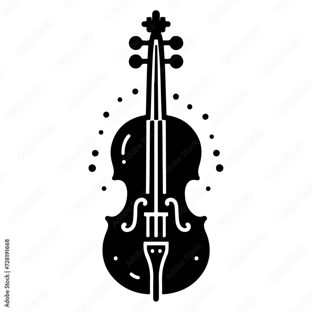 Fototapeta premium Violin vector art icon, clipart, symbol, silhouette