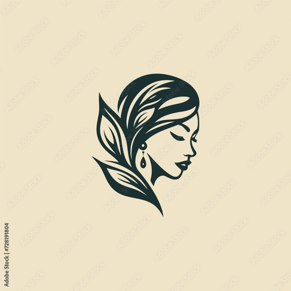 Beautiful women and leaves logo design vector template Beautiful women and leaves logo design vector template