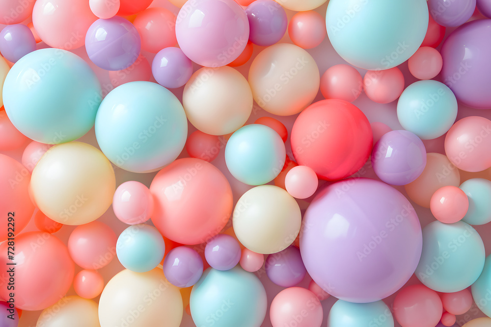 custom made wallpaper toronto digitalPastel Delights, Soft Color Balls and Bubble Gums Abstract Digital Illustration pattern