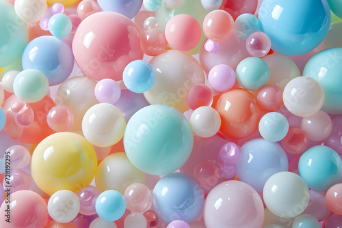 Pastel Delights, Soft Color Balls and Bubble Gums Abstract Digital Illustration pattern
