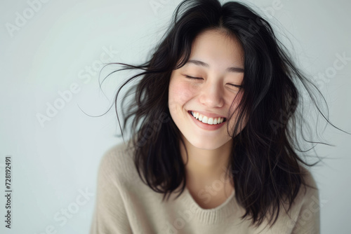 Asian girl with perfect natural skin