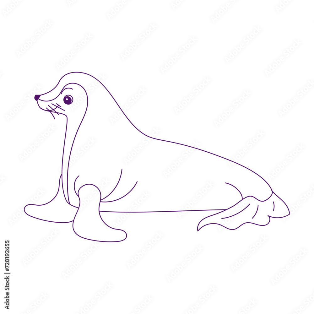 Sea Dog Outline Illustration