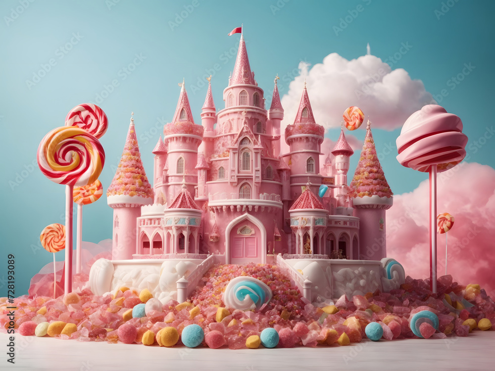 Candy Kingdom Castle 3d isolated on a white background design. Candy Kingdom Castle 3d isolated on a white background design.