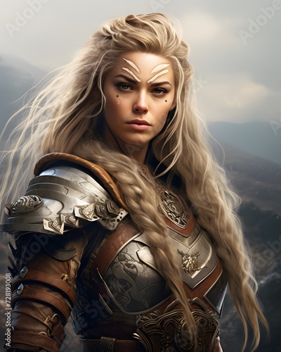 3D representation of a female Viking warrior, merging the worlds of painting and 3D art