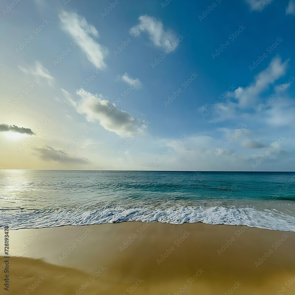 Fototapeta premium tropical beach panorama seascape with a wide horizon travelling holiday fun 9