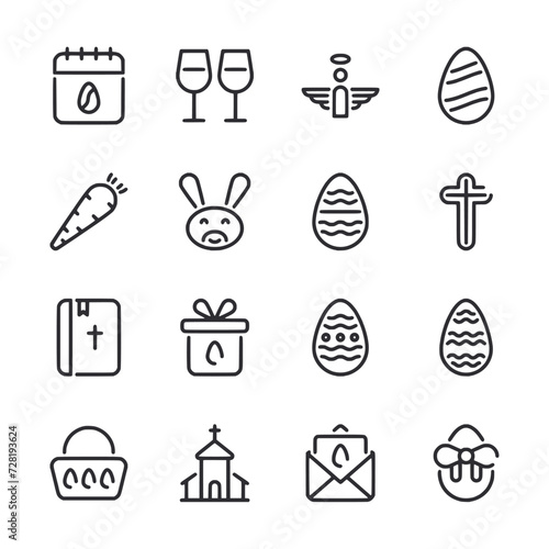 icons set Easter day