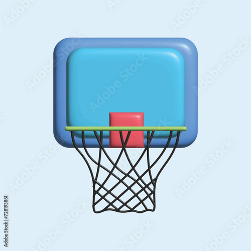 Basket ball concept. Realistic 3d object cartoon style.