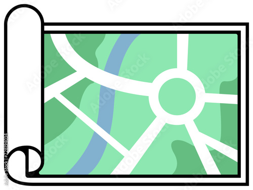 Map Plain with Roll in Left Side Icon Illustration (ID: 728194034)
