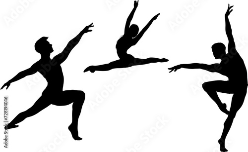 silueta, vector, baile, baile, mujer, danza, brinco © fergomez
