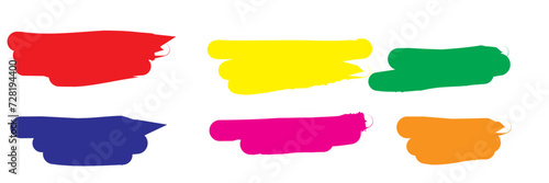 Highlight brush strokes is isolated on a white background. Brush stain or permanent marker pen stroke set. Select the brush lines. Marker color stroke, brush pen hand drawn underline