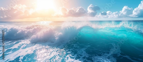 Mesmerizing Waves of a Beautiful Blue Ocean in a Summer Scene
