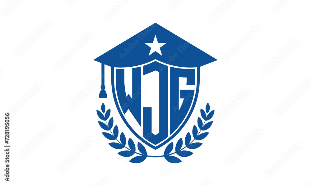 WJG three letter iconic academic logo design vector template. monogram, abstract, school, college, university, graduation cap symbol logo, shield, model, institute, educational, coaching canter, tech WJG three letter iconic academic logo design vector template. monogram, abstract, school, college, university, graduation cap symbol logo, shield, model, institute, educational, coaching canter, tech