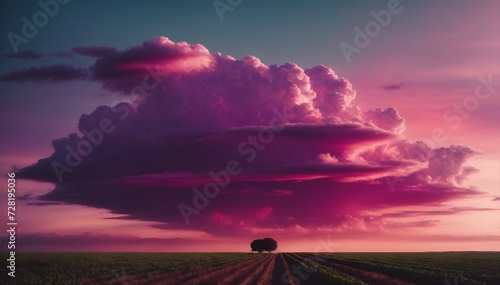 Majestic Purple Sky Over Lavender Fields at Sunset