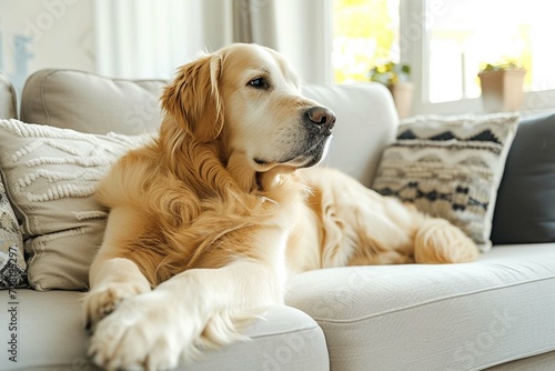 dog sitting on sofa