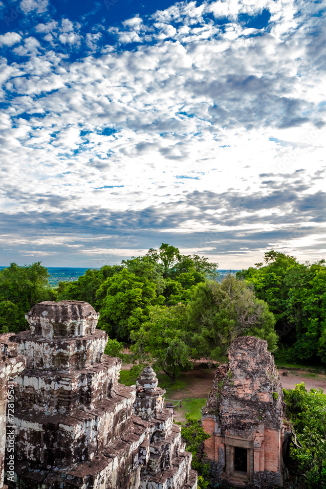Landscape view over the Cambodian countryside from the summit of Phnom Bakheng,Siem Reap,Cambodia.