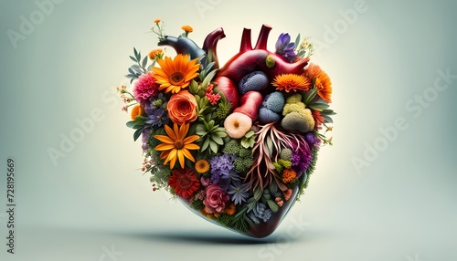 heart made from flower and leaf - love for nature concept. 