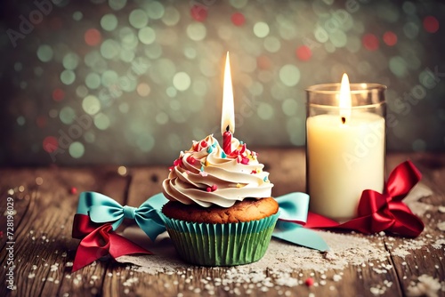 Delicious Birthday Cupcake Delight: Candles, Celebration, and Classic Charm in Every Bite - A Perfect Dessert for Memorable Moments