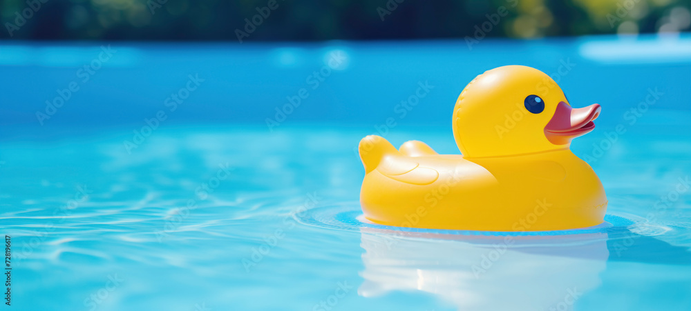 Rubber Duck Floating in Pool Water Rubber Duck Floating in Pool Water