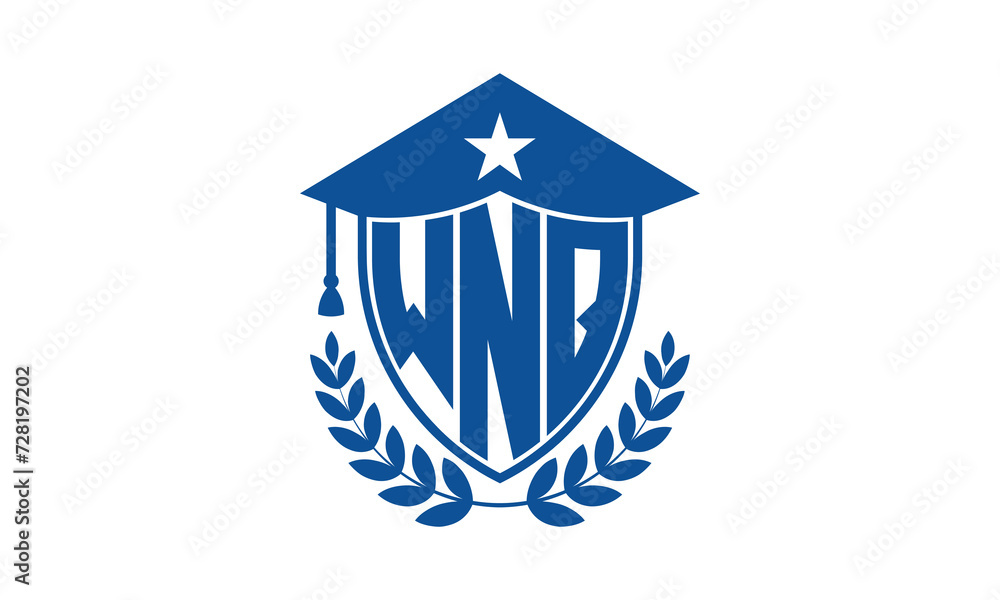 WNQ three letter iconic academic logo design vector template. monogram, abstract, school, college, university, graduation cap symbol logo, shield, model, institute, educational, coaching canter, tech WNQ three letter iconic academic logo design vector template. monogram, abstract, school, college, university, graduation cap symbol logo, shield, model, institute, educational, coaching canter, tech