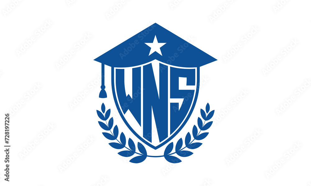 WNS three letter iconic academic logo design vector template. monogram, abstract, school, college, university, graduation cap symbol logo, shield, model, institute, educational, coaching canter, tech WNS three letter iconic academic logo design vector template. monogram, abstract, school, college, university, graduation cap symbol logo, shield, model, institute, educational, coaching canter, tech