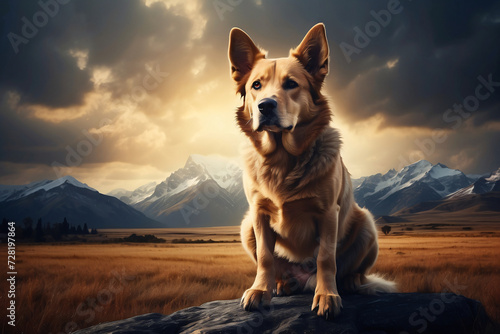 dog with mountains background