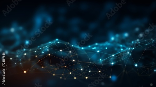 Blue data connected lines plexus abstract background. Dynamic network line with connecting dots for data visualization