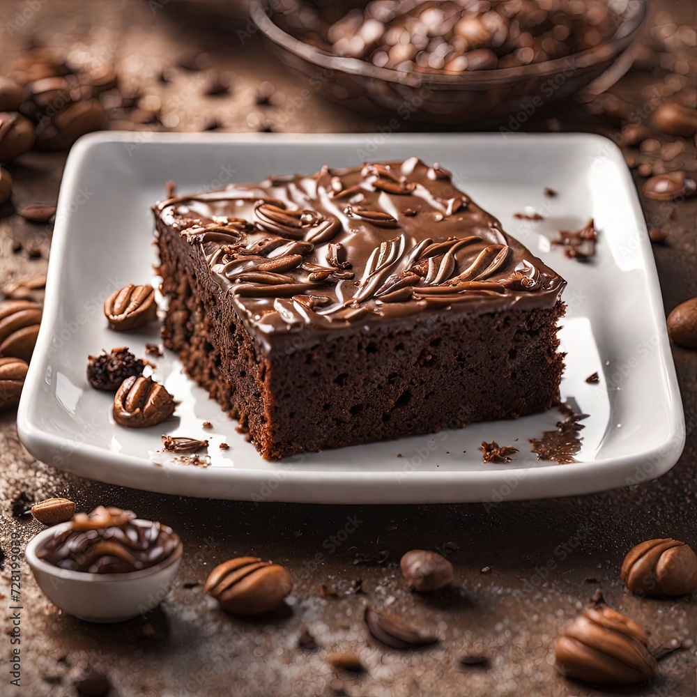 chocolate brownies with ice cream cake Generative AI chocolate brownies with ice cream cake Generative AI