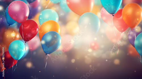 Colorful balloons with happy celebration party background