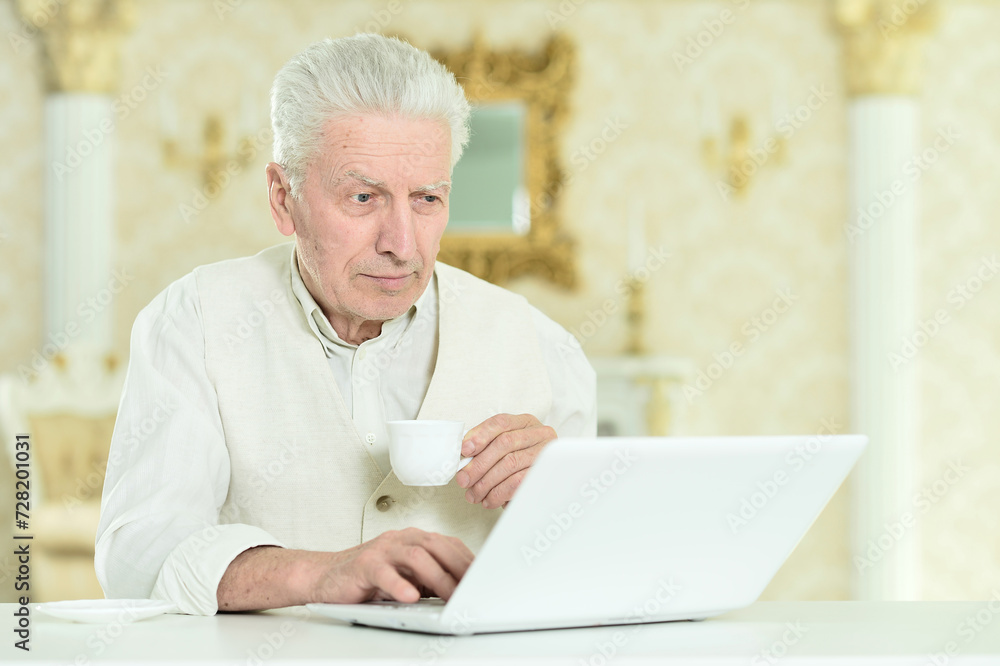 Portrait of thoughtful senior man with laptop Portrait of thoughtful senior man with laptop