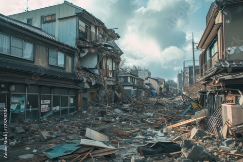 日本の災害のイメージ写真（地震・地面の亀裂・復興・救助・崩壊） photo