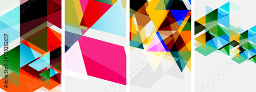 Colorful bright triangles with various colors and transparencies. Vector illustration For Wallpaper, Banner, Background, Card, Book Illustration, landing page