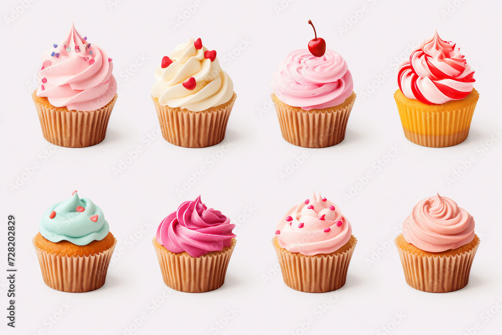 set of cupcakes and icing set of cupcakes and icing