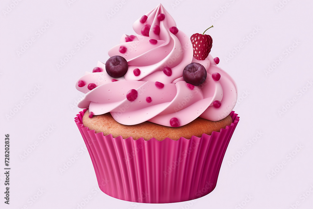 cupcake with pink frosting and sprinkles and a beautiful Sweet tasty cupcake on white background on trans cupcake with pink frosting and sprinkles and a beautiful Sweet tasty cupcake on white background on trans