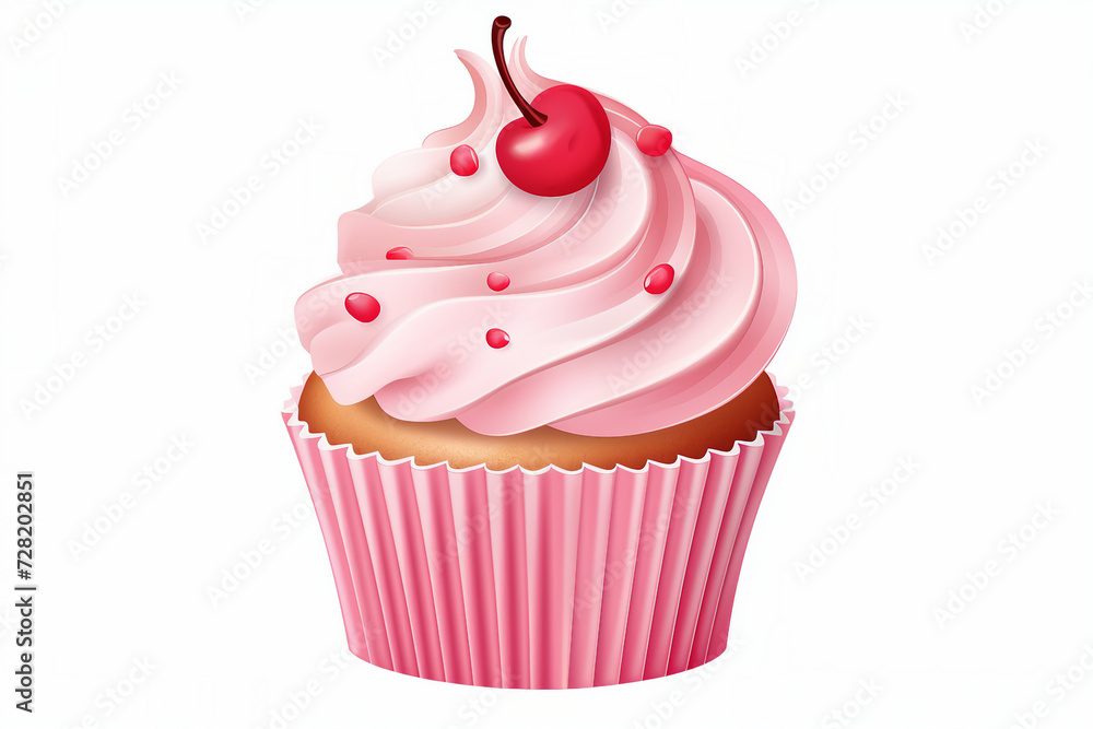 cupcake with cherry and cream on top cupcake with cherry and cream on top