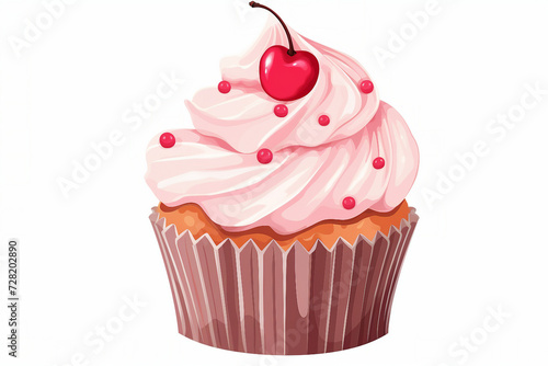 cupcake with cherry : a beautiful Sweet tasty cupcake on white background on trans
