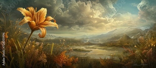 Scenery: A Breathtaking View of a Gold-Banded Lily in Scenery Filled with Scenery, Gold, Banded, and Lily All Around