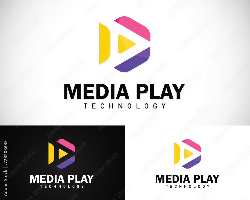 media play logo design concept creative hexagon technology media play logo design concept creative hexagon technology