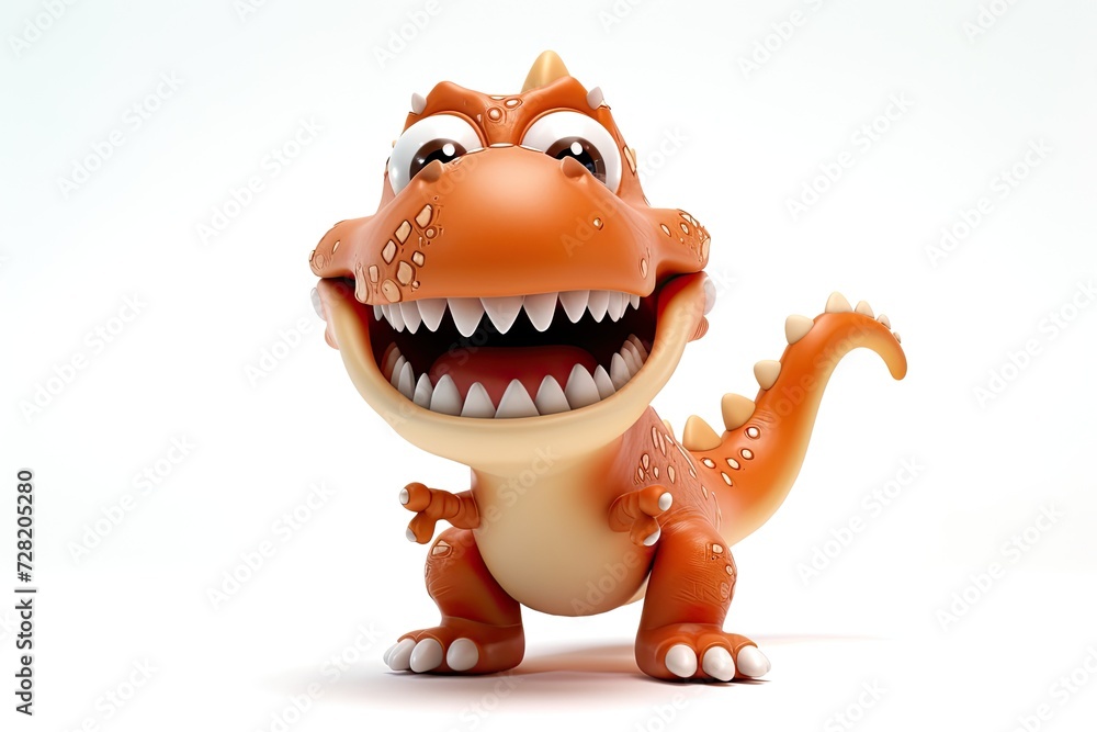 Cartoon character cute dinosaur smile 3d illustration isolated Cartoon character cute dinosaur smile 3d illustration isolated