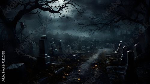 Dark horror Halloween gravestone background