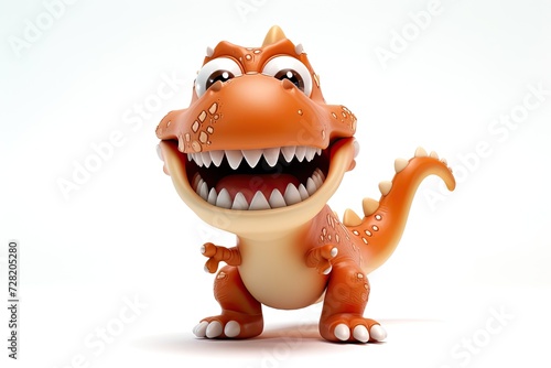 Cartoon character cute dinosaur smile 3d illustration isolated