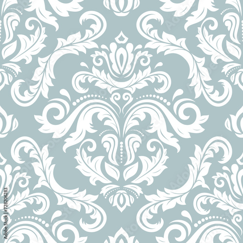 Orient classic pattern. Seamless abstract background with vintage elements. Orient light blue and white pattern. Ornament for wallpapers and packaging