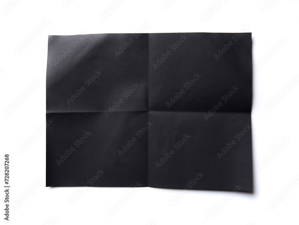 Black paper poster texture isolated on white background
