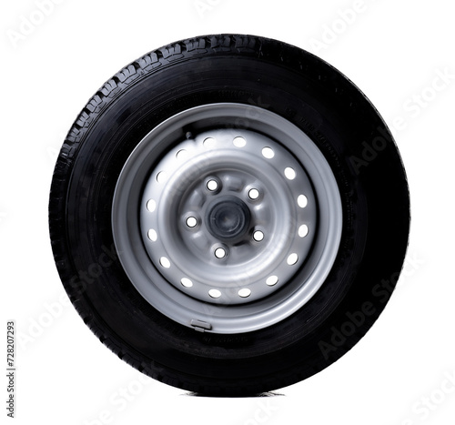 Standard car wheel isolated on white background