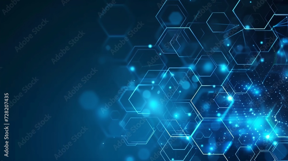 Abstract blue hexagon background. Technology and science concept. Abstract blue hexagon background. Technology and science concept.