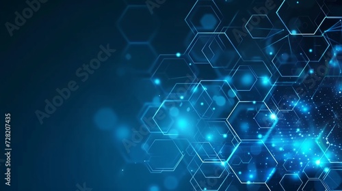 Abstract blue hexagon background. Technology and science concept.