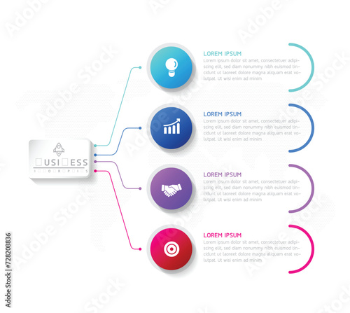 Vector infographic business presentation template with circular interconnection with 4 options.