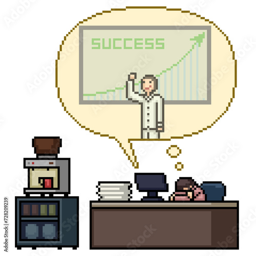 pixel art worker dream success