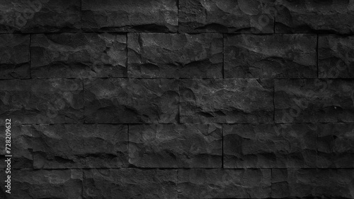 Black stone brick wall texture rough background