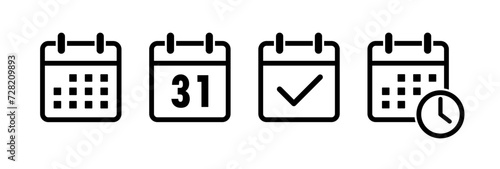 Calender icon set. Meeting, Deadline, Time management, Appointment schedule line icons.